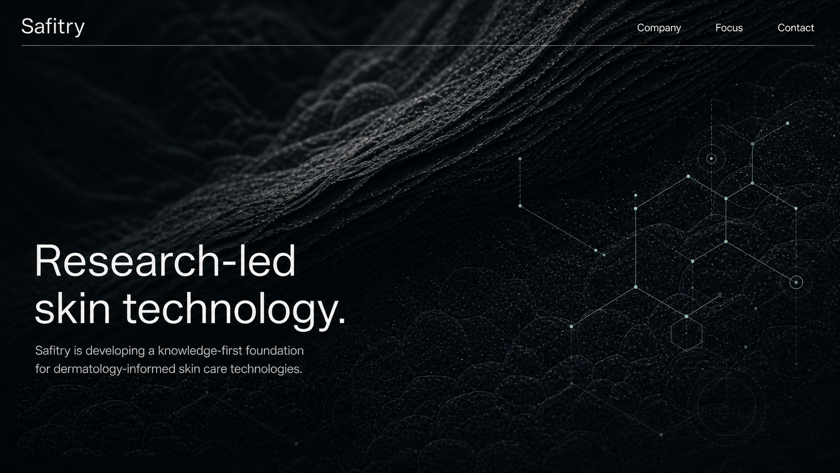 Safitry hero section with research-led skin technology positioning.